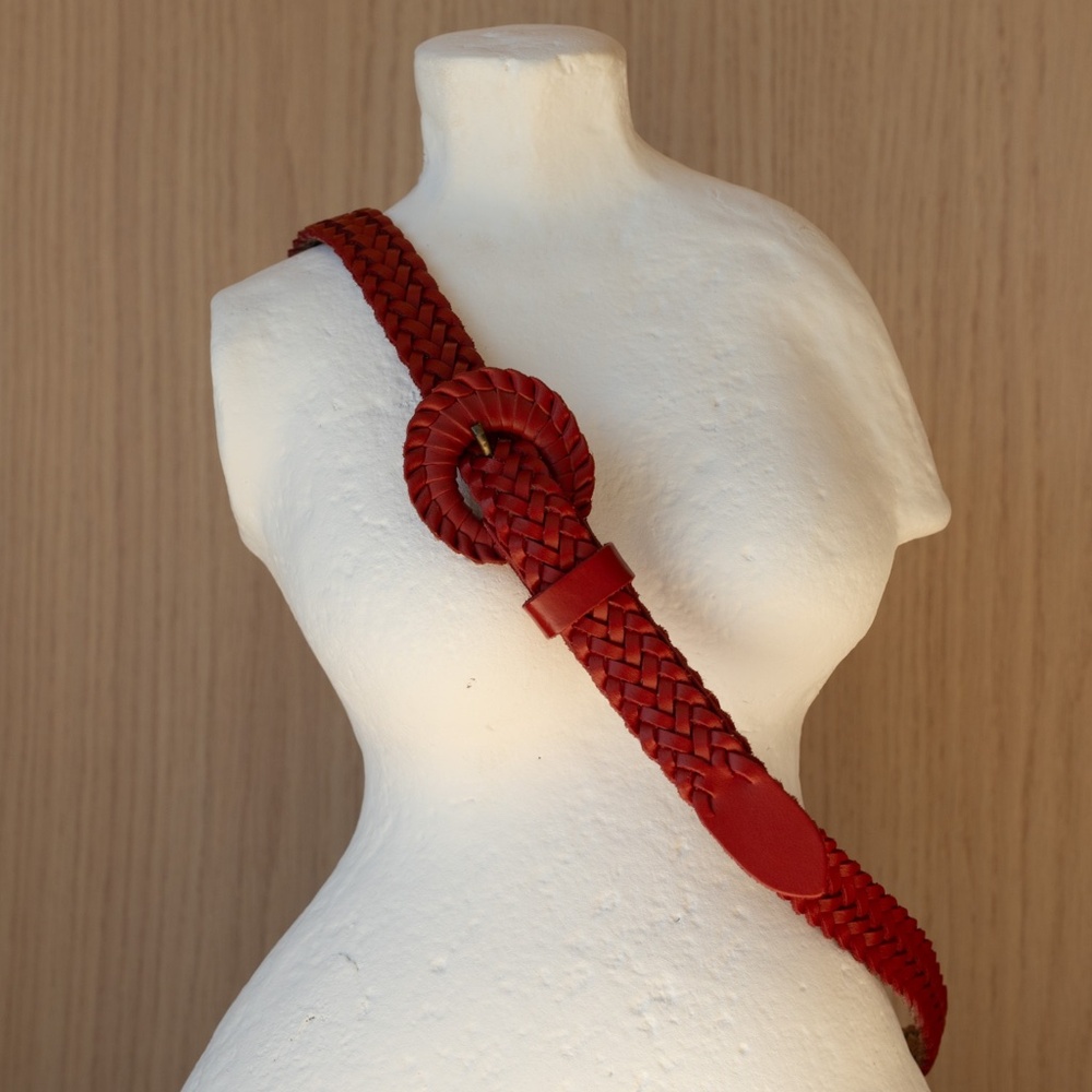 Genuine Leather braded red  Belt